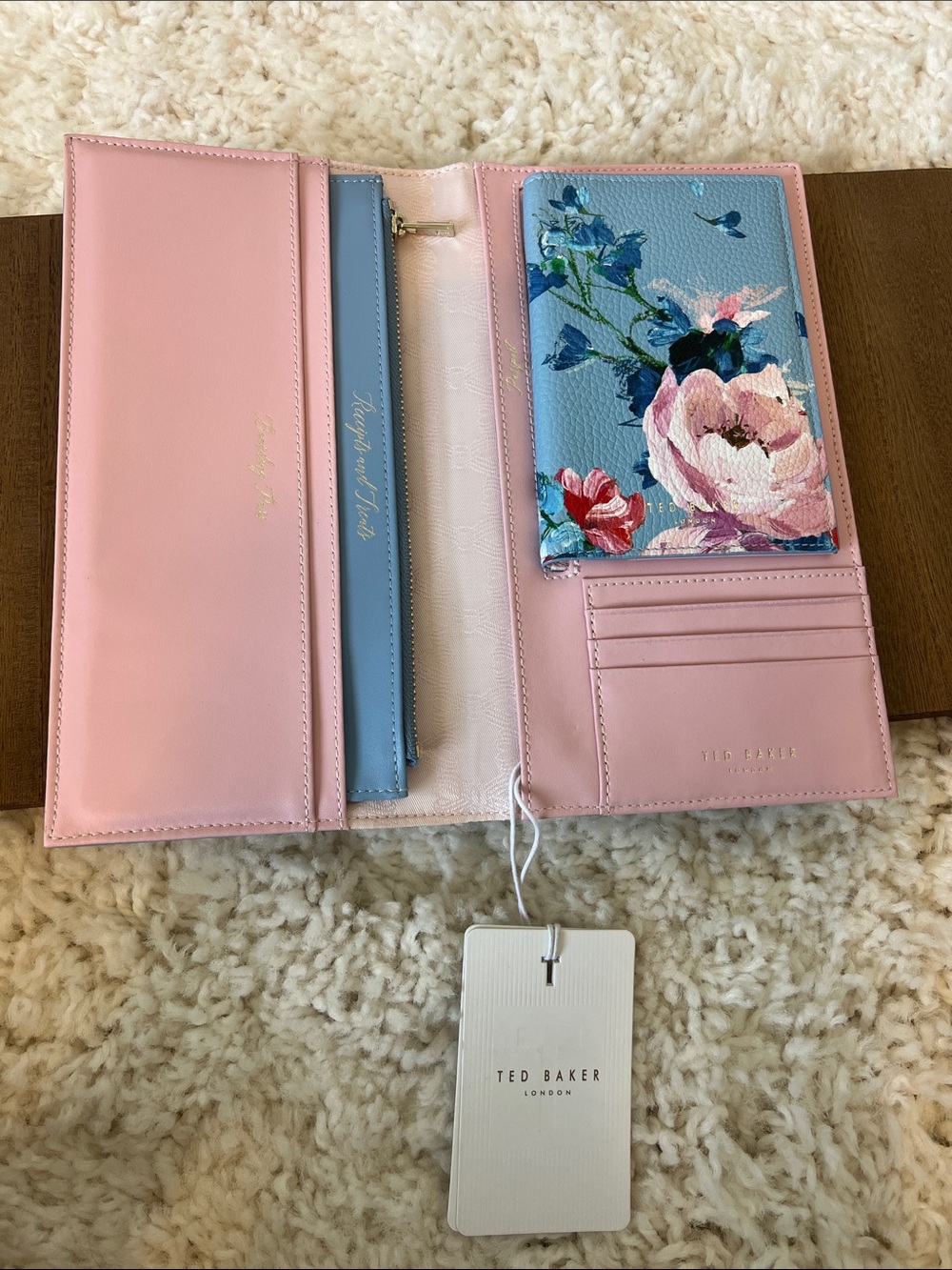Ted Baker Travel Wallet Passport Holder 2 Piece Set - Picture 2 of 4